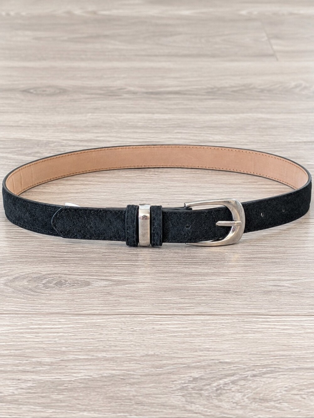 Smart Set Black Faux Suede Women Belt Silver Buckle Size Small Approx 40"